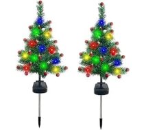 2 x 78 cm LED āra Ziemassvētku eglītes dekoratīvās gaismas, zāliena Ziemassvētku eglīte ar apgaismojumu LED saules zemes gaisma Solar Garden Stake Garden Light Lawn Lamp for Christmas Advent Landscape