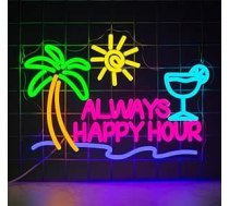 Always Happy Hour Neon Sign, Dimmable Beach neona zīmes sienu apdare, Palma LED gaismas zīmes guļamistaba, bārs, klubs, krogs, krogs, cilvēks, ala, restorāns, puse Dekorācijas