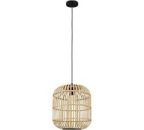 EGLO Bordesley piekaramais gaismeklis, 1 spuldzes piekaramais gaismeklis, vintage, dabīgs, boho, hygge, tērauda piekaramais gaismeklis melnā un koka krāsā, dabīgās krāsās, ēdamgaldiņa galda lampa, viesistabas lampa ar E27 ligzdu