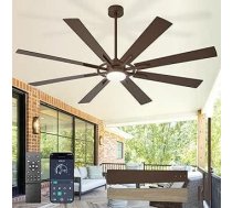 Depuley lieli griestu ventilatori ar apgaismojumu, moderns 72 collu āra griestu ventilators ar 8 lāpstiņām un tālvadības pulti, brūns