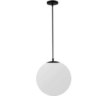 Mūsdienīgs globusa piekaramais gaismeklis, 20 cm, pienaini balts opāla stikls, melns, E27