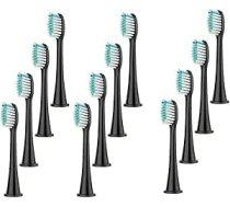 Sonicare elektriskās zobu birstes galviņa, nomaināma Sonic zobu birstes galviņa, saderīga ar Philips elektrisko nomaināmo zobu birsti (melna, 12 gab. iepakojumā)