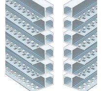 StarlandLed Alumīnija profils 12 x 1 m Alumīnija Drywall profila sloksne anodēta LED sloksnēm, ieskaitot vāka sliedi Pelēki balta (opāla) un gala vāciņus