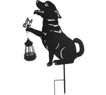 Veemoon Solar Hundestatue Metall mit Solarlaterne Gartendeko mit Erdspieß für Terrasse Rasen Wege Außenbeleuchtung