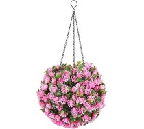 ARTIBETTER Saules enerģijas LED karājas ziedu bumba 425 x 22 cm rozā krāsā ar silti baltu gaismu Mākslīgais dārza apgaismojums terases kāzām un āra lietošanai
