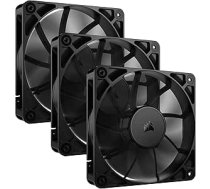 CORSAIR RS120 120mm PWM ventilators - Daisy Chain savienojums - zems trokšņa līmenis - magnētiskais kupola gultnis - trīskāršs komplekts - melns