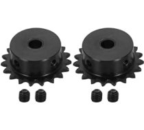 iepirkumu karte 2gab #25 8mm Bore 41.5mm OD 19T C45 oglekļa tērauda ANSI #25 rullīšu sprocket ar apaļu caurumu ar regulēšanas skrūvēm ISO 04C ķēdei melnā krāsā