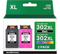 302 printeru kasetnes XL Multipack, HP 302 melnās un krāsainās printeru kasetnes HP Envy 4525, 4520, 4522, 4523, 4524 Officejet 3830, 3831, 3833 Deskjet 3630, 3636, 3638, 1110 aizstājējs.