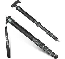 Manbily C-666L 32 mm oglekļa monopods kamerām 44 cm - 174 cm Oglekļa šķiedras monopods Tripod DSLR ceļojumu monopods ar pastaigu nūju rokturi 6 sekcijas Pārgājienu nūjas Maks. 15 kg ar telefona klipu video