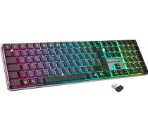 EMPIRE GAMING RF243 Slim Low Profile Aluminium Wireless Mechanical Gaming Keyboard uzlādējama DE (QWERTZ), 2.4GHz/BT/USB-C, 111 taustiņi MX Red, RGB, NKRO, saderīga ar PC/Mac/P5/P4/XB