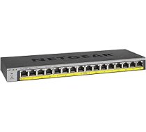 NETGEAR GS116PP-100EUS 16 portu LAN gigabitu Ethernet komutators (PoE Plus 183W, bez vadības, Plug-and-Play, bez ventilatora), melns