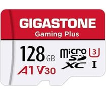 GIGASTONE Gaming Plus 128GB MicroSDXC atmiņas karte + SD adapteris Nintendo Switch 1, līdz 100/50MB/s. UHS-I A1 U3 V30 10. klases, 4K UHD video Micro SD karte