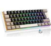 LexonElec Magic-Refiner MK21 60% QWERTY izkārtojuma mehāniskā spēļu tastatūra - RGB apgaismojums, noņemams kabelis un regulējams statīvs, PBT taustiņu vāciņi, karstā nomaiņa, vadu (Milkshake)