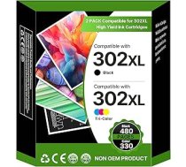 302XL daudzpakete vairākos iepakojumos HP 302 XL melnās un krāsainās kasetnes, kas paredzētas HP Envy 4525 4520 4522 4524 4527 Officejet 3830 3831 3833 5230 Deskjet 2130 3630 3636 1 110 (2 iepakojumos)