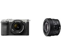 Sony Alpha 7C II bezspoguļa pilna kadra kamera ar SEL2860 un SEL50F25G (33 MP, reāllaika autofokuss, 10 BPS, 4K video, noliektais LCD skārienjūtīgais ekrāns) Sudraba/melna krāsā