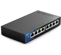 Linksys LGS108-EU 8 portu Gigabit tīkla komutators bez vadības - Ethernet komutators/koncentrators ar metāla korpusa sadalītāju - novietošana uz sienas vai galda birojā vai mājās, Plug and Play, krāsa