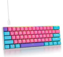 Spēļu tastatūra 60 procenti, vadu RGB mehāniskā tastatūra America QWERTY, Mini 61 taustiņu USB tastatūra Anti-Ghosting datorspēlētājiem (GS61 RGB-61 Pink)