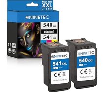 NINETEC PG-540 XL CL-541 XL melnās un krāsainās kasetnes Canon Pixma TS5150 TS5151 TS5100 MG3650s MG3550 MG4250 MG3600 MX395 MX375 MX470 2-Pack Current New CZIP