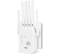 WLAN pastiprinātājs, 1200 Mbit/s WLAN retranslators ar 6 antenām, WiFi pastiprinātājs ar Ethernet portu, WiFi Extender Booster WiFi interneta pastiprinātājs visu WLAN ierīču savienošanai - Balts