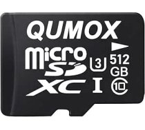 QUMOX microSDXC zibatmiņas karte 512 GB UHS-I U3 Klasse 10 ar adapteri - līdz 80 MB/s lasīšanai, 75 MB/s rakstīšanai - īpaši ātrdarbīga microSD karte 4K video, DSLR, fotoaparātiem, spēlēm un viedtālruņiem
