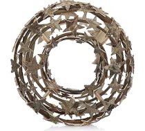 Com-four® Vīniņu vainags ar zvaigznēm, dekoratīvs galda vainags no zariem, dabīgs durvju vainags, ar ko rotāt pašiem, DIY dabīgs vainags kā galda dekors, logu rotājums, durvju pakaramais (1 gab.),