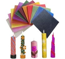 Bišu vaska sveču pagatavošanas komplekts, 12 krāsu bišu vaska plāksnītes svecēm, 20 x 20 cm, bišu vaska sveces, izgatavojiet paši savas sveces, svecju gatavošanai, amatniecībai, Ziemassvētku svecēm
