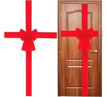 LATERN Pack of 2 Ziemassvētku skapja durvju priekšgala loku, lieli sarkani skapja loki, Ziemassvētku eglīšu loki, Ziemassvētku vainags, loki, svētku iepakojums eglītei, kamīnam, priekšējo durvju rotājumiem