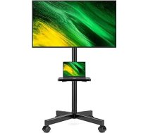 Hemudu TV statīvs 23-60 collu LCD/LED televizoram, regulējams augstums, regulējams TV statīvs ar plauktu portatīvajam datoram, līdz 35 kg, maks. VESA 400 x 400 mm