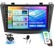 OiLiehu 4+64G 8 Core Android 13 Double DIN Radio CarPlay Android automašīnai Mazda 3 2009-2013 Auto radio ar ekrānu 9 collas ar spoguļa saiti Bluetooth GPS FM RDS WiFi SWC DSP/EQ + atpakaļgaitas kamera