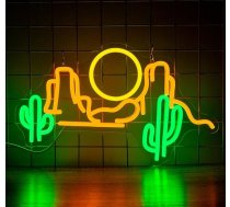 Cactusberg neona zīme, aptumšojama saulrieta neona zīme sienas dekorēšanai, LED rietumu ainavu gaismas zīmes guļamistabai, bāram, bērnu istabai, cilvēkam, alai, spēļu istabai