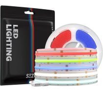 SEZO FCOB RGBWW RGBWW COB LED lente elastīga RGB + silti balta (3000K) augsta blīvuma gaismas josla DC24V 5M 896LEDs/M 16W/M platums 12mm daudzkrāsaina IP30 guļamistabai virtuvei DIY mājas dekorēšanai