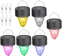 FOMIYES Bunte Solar Hängelampen 6 Stück LED Solarlampen Outdoor Gartenbeleleuchtung mit Wetterfestem Material und Stimmungsvoller Dekoration