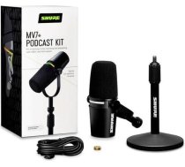mv7+-k-bndl - balss pārraides/vokālais mikrofons ar xlr/usb-c savienotāju melns + galda statīvs gator