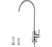 Ibergrif reversās osmozes (RO) krāns 1/4 collu un 3/8 collu osmozes sistēmas izlietnes maisītājam Ūdens filtrs Augsts komforta izsmidzinātājs 292 mm 360° pagriežams Nerūsējošais tērauds 304 Sudraba M22301A