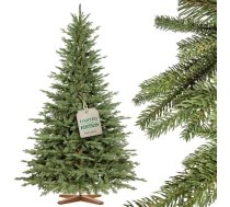 FAIRYTREES Mākslīgā Ziemassvētku eglīte 150 cm Bavārijas egle Premium Ražots ES Ziemassvētku eglīte Koka statīvs Mākslīgā Ziemassvētku eglīte ar reālistiskiem iesmidzinātiem elementiem