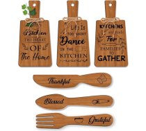 PH PandaHall Pack of 6 Virtuves koka zīme Sienas apdare "Ēd" Koka zīme ar griešanas dēli Ēdamistabas zīme Farmhouse Sign Graduated Tray For Home Virtuves ēdamistaba Dzīvojamā istaba