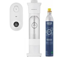 GROHE Blue Fizz ūdens karbonizatora komplekts (ar CO2 līmeņa indikatoru, 3 regulējamiem CO2 līmeņiem, 1 x CO2 pudele, 1 x 0,85 l ūdens pudele + tīrīšanas pulveris), balts, 31945L00