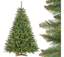 FairyTrees Mākslīgā Ziemassvētku egle 180 cm Egle Dabīga ar eglīti Koka stends Mākslīgā Ziemassvētku egle ar zaļu stumbru Ražots ES