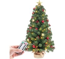 Yorbay Mini Ziemassvētku eglīte ar 50 silti baltiem LED diodēm, 8 gaismas režīmiem, Ziemassvētku eglīte ar zvaigžņu eglītes papildinājumu un dekoratīvu bateriju, Ziemassvētkiem, Adventam, (70 cm ar tālvadības pulti)
