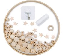 DIY Koka koka mobilā rāmja Dream Catcher Wind Chime koka mobilā pakaramā istabas gultas apdare bērniem (Pentagramma)
