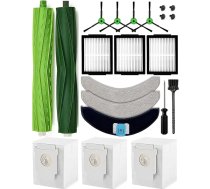 17 gab. piederumu iRobot Roomba Combo j7+/j7 Plus/j9+/j9 plus/10 MAX putekļu sūcējam-robotam, 2 rullīšu birstes, 4 sānu birstes, 3 putekļu sūcēja maisiņi, 3 HEPA filtri, 3 tīrāmās lupatiņas, 1