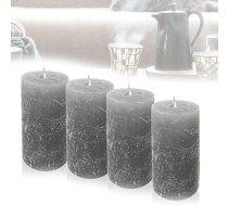 Candelo 4 sveču komplekts Ambiente Rustic Pillar Candle - pelēks - liela 12 cm lauku sveces - ilgs degšanas laiks, aptuveni 60 stundas Ziemassvētku sveces Adventes vainags