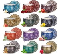 YMing aromātisko sveču dāvanu komplekts sievietēm, 12 aromātisko sveču komplekts no 840 g sojas vaska aromterapijas svecēm, dzimšanas dienas dāvana sievietēm, dāvanas draudzenei