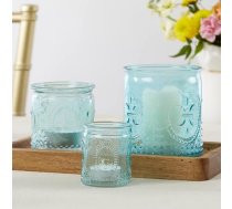 Kate Aspen Nesting Vintage Blue Glass Votive Candle Holders (komplekts no 3) Lauku sētas apdare Telpu apdare Plauktu dekori