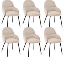 Dining Room Chairs Set of 6 with Armrests - Ergonomic Upholstered Chairs, Modern Kitchen Chairs with Linen Cover & Metal Legs, Padded Chairs for Living Room, Dining Room, Kitchen, Beige