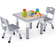 Clevich Children's Table with 2 Chairs, Table Chair Set, Children's Seating Set, Height Adjustable, Children's Furniture for Children's Room, Painting Table, Ergonomic Multifunctional - Grey