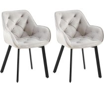 CLP Antigo Dining Room Chairs Set of 2 Ergonomic Padded Armrests 180° Rotation Function Black Velvet Cover Kitchen Chairs with Metal Frame Colour: Grey