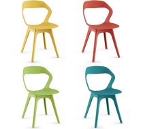 GIANTEX Set of 4 Plastic Dining Chairs Ergonomic Back Design Polypropylene Inner Chair with Non-Slip Mats for Living Room (Mixed Color)