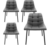 Dining Room Chairs, Set of 4, Ergonomic Dining Room Chairs, Faux Leather, Kitchen Chairs, Modern with Metal Feet, Padded Dining Table Chairs, Suitable for Living Room, Kitchen (4, Grey)