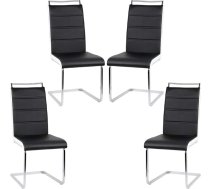 Baiyun Dining Room Chairs, Set of 4, Ergonomic Back with Steel Legs, Modern PU Leather Seat with Soft Cushion, U-Shape Dining Room Chair, Swing Chair, Cantilever Chair (4, Black and White)
